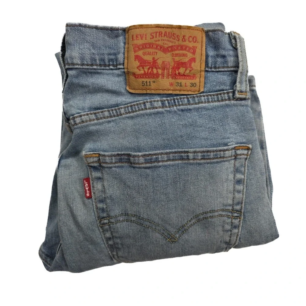 Levi's 511 Slim Fit Light Wash Tapered‎ Leg Denim Jeans Men's Size 31x30